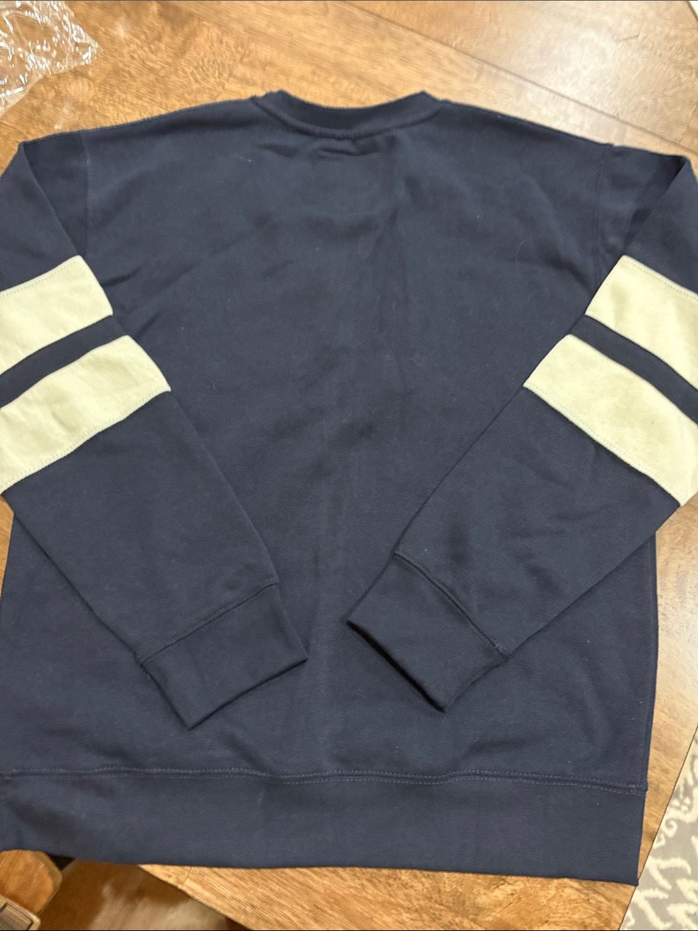 New York Popular Tulsa Graphic Sweatshirt Navy Blue White Stripes Mens M - Picture 5 of 5